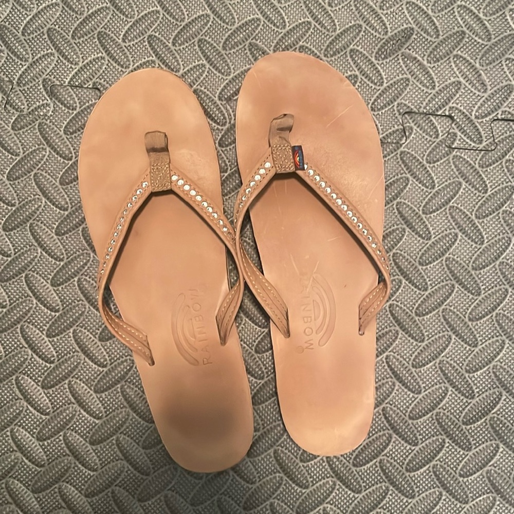 Rainbow size 8 sandals with Swarovski crystals